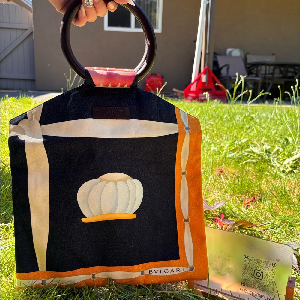 Bulgari Black and Orange Tote Bag